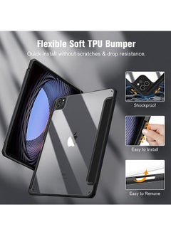 Rock Pow غطاء حماية لجهاز Apple iPad Pro 11 بوصة (2022/2021/2020/2018) الجيل مع حامل أقلام، [يدعم شحن قلم Apple ومعرف اللمس]، حافظة شفافة شفافة مع خاصية التنبيه/السكون التلقائي، أسود  - Image 5