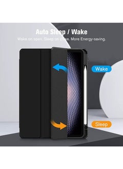 Rock Pow غطاء حماية لجهاز Apple iPad Pro 11 بوصة (2022/2021/2020/2018) الجيل مع حامل أقلام، [يدعم شحن قلم Apple ومعرف اللمس]، حافظة شفافة شفافة مع خاصية التنبيه/السكون التلقائي، أسود  - Image 3