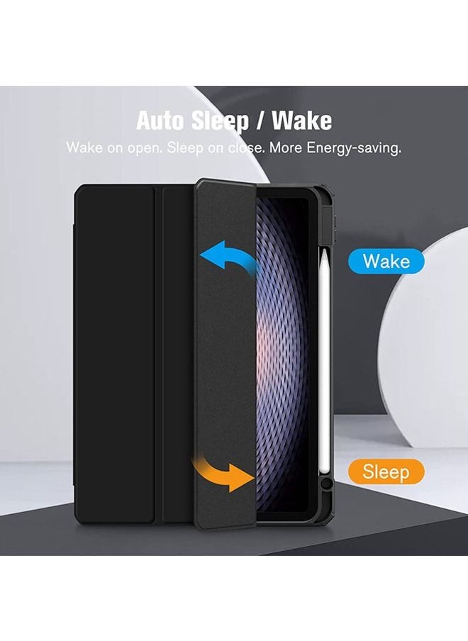 Rock Pow - Protective Case Cover For Apple iPad Pro 11 inch (2022/2021/2020/2018) Generation with Pencil Holder [Support Apple Pencil Charging and Touch ID] Clear Transparent Case with Auto Wake/Sleep Black - Image 1