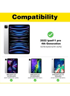 Rock Pow غطاء حماية لجهاز Apple iPad Pro 11 بوصة (2022/2021/2020/2018) الجيل مع حامل أقلام، [يدعم شحن قلم Apple ومعرف اللمس]، حافظة شفافة شفافة مع خاصية التنبيه/السكون التلقائي، أسود  - Image 2