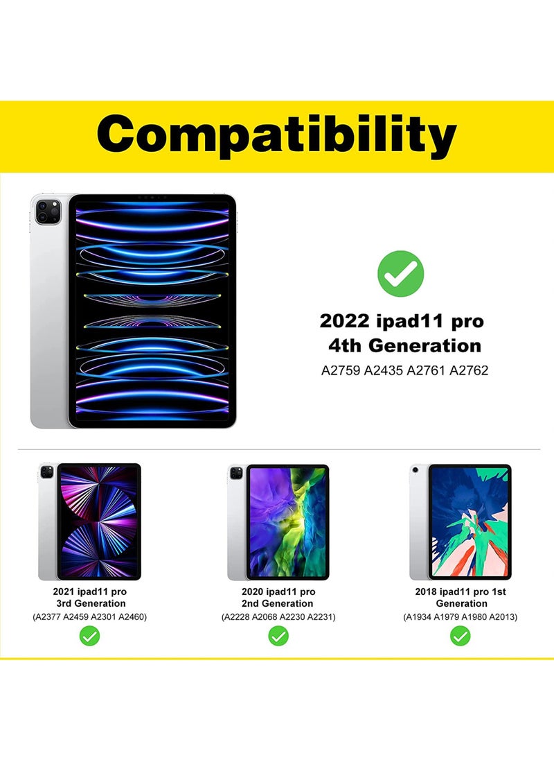 Rock Pow - Protective Case Cover For Apple iPad Pro 11 inch (2022/2021/2020/2018) Generation with Pencil Holder [Support Apple Pencil Charging and Touch ID] Clear Transparent Case with Auto Wake/Sleep Black - Image 1