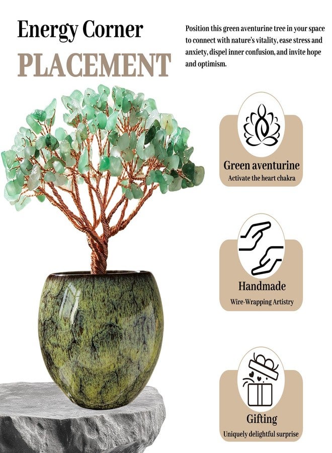 Runyangshi Crystal Tree of Life - Natural Green Aventurine Gemstone Tree, Handcrafted with 216 Crystal Gravel, for Feng Shui, Luck, Prosperity, Abundance, Home Decor, Spiritual Gift for Women - Image 4