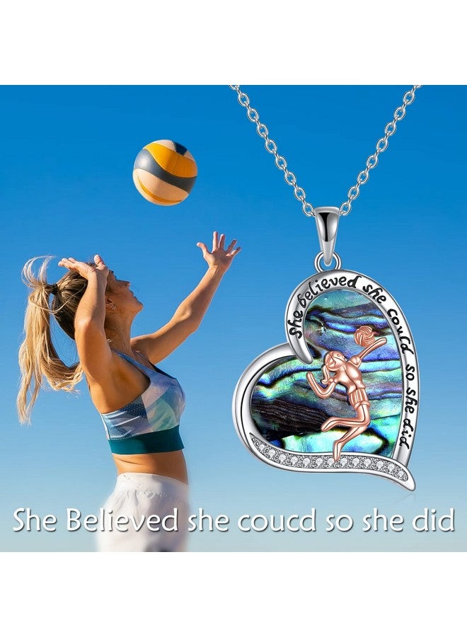YFN Volleyball Gifts Necklace For Women Girls Sterling Silver Abalone Shell Volleyball Pendant Necklace Inspirational Jewelry For Volleyball Lovers  - Image 5