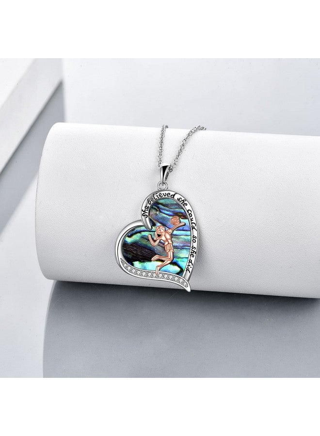 YFN Volleyball Gifts Necklace For Women Girls Sterling Silver Abalone Shell Volleyball Pendant Necklace Inspirational Jewelry For Volleyball Lovers  - Image 3
