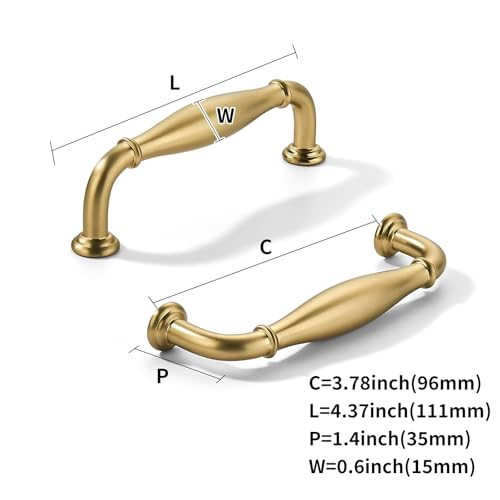 khtumeware 10 Pack 334inch96mm Hole Center Champagne Bronze Cabinet Pulls Solid HeavyDuty Honey Bronze Tradition Handles Hardware for Bathroom Dressers Pull cabinets - Image 3