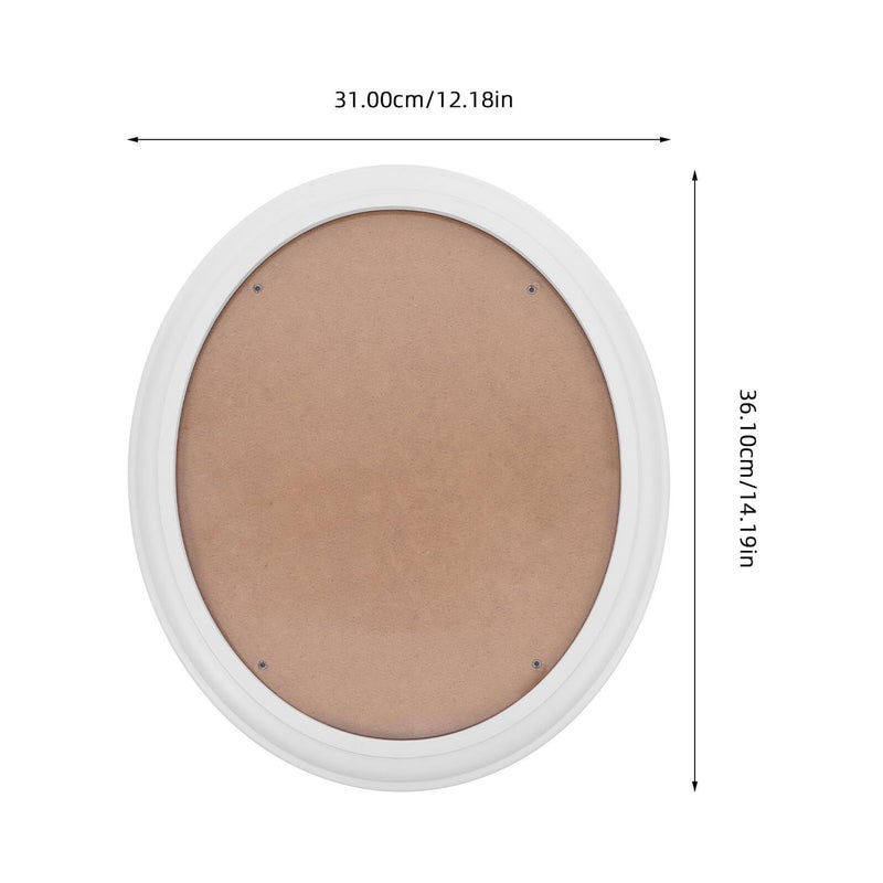 White Solid Wood Oval Picture Frame 12 Inch Hanging Wall Decor Photo Holder - Image 3