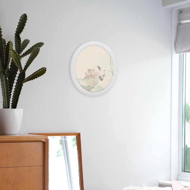 White Solid Wood Oval Picture Frame 12 Inch Hanging Wall Decor Photo Holder - Image 5