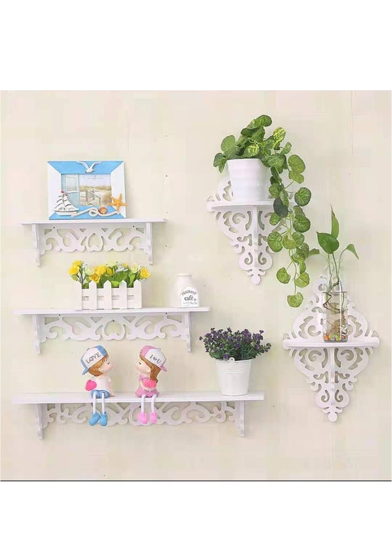 LINGWEI Wall Mounted Wooden Shelf Set Of 3 Floating Shelves Wooden Wall Storage Rack White Floating Shelf For Wall Display Shelf For Living room Bedroom Office Kitchen  - Image 5