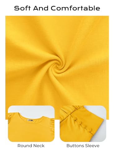 DOROSE Tops for Women Short Sleeve T Shirts Blouses Dressy Casual(Yellow, S) - Image 4