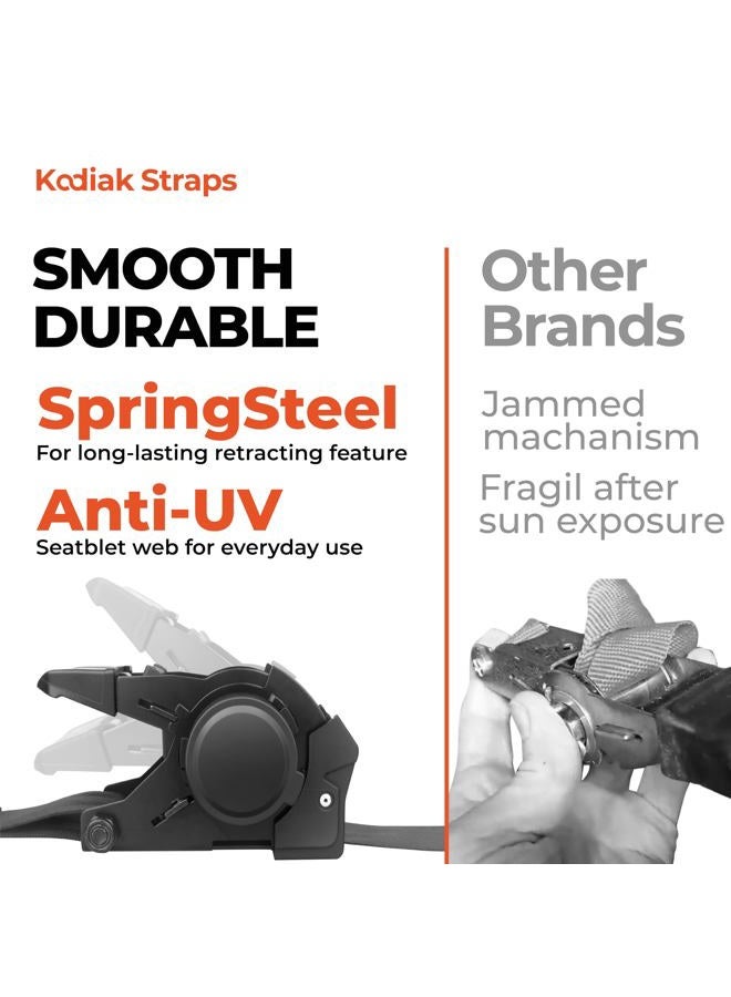 KODIAK STRAPS Retractable Ratchet Straps 2" x 10ft, 3,000lb Break Strength, Heavy Duty Easy Release Tie Down for Trucks, Trailers, Motorcycles, ATVs, Secure Cargo KODIAK STRAPS (2 Pack) - Image 4