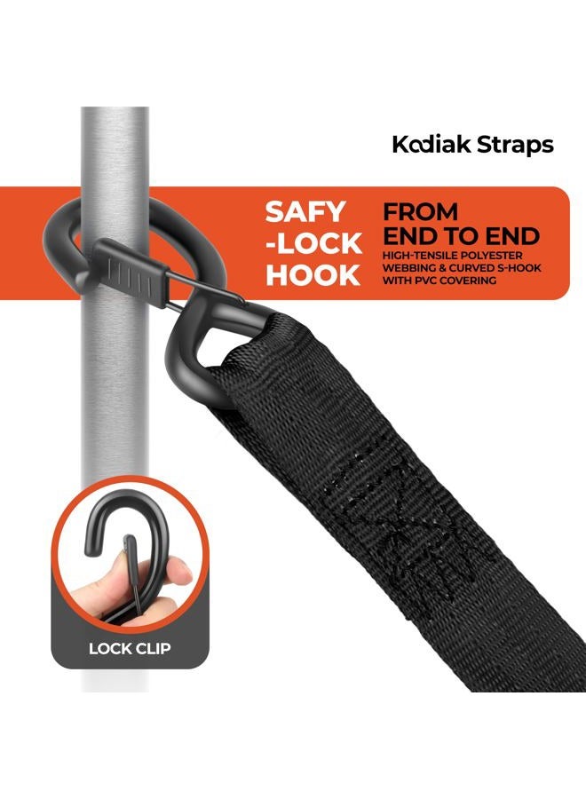 KODIAK STRAPS Retractable Ratchet Straps 2" x 10ft, 3,000lb Break Strength, Heavy Duty Easy Release Tie Down for Trucks, Trailers, Motorcycles, ATVs, Secure Cargo KODIAK STRAPS (2 Pack) - Image 2