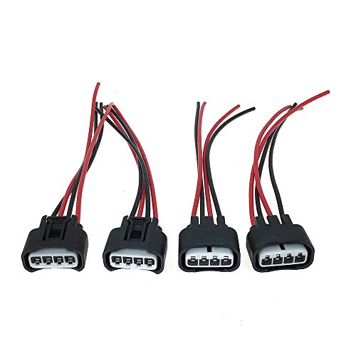 YUTOCOOL Pack of 4 Ignition Coil Female Connector Plug Harness Pigtail Fits HS250h Pontiac Vibe Scion tC Camry Corolla Highlander Matrix RAV4 Solara Chevrolet Prizm Replace 2AZFE1ZZFE - Image 1