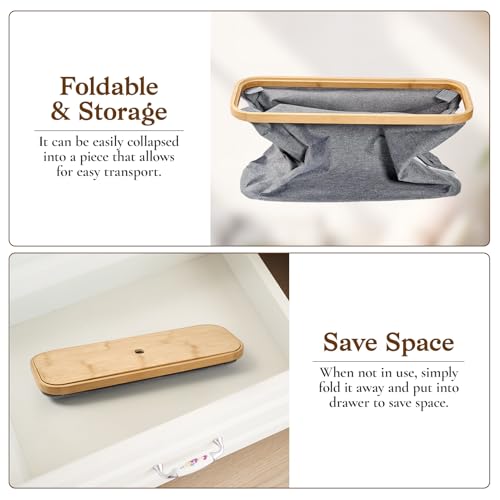 JOLLYIN Toilet Paper Storage Basket with Bamboo Lid, Toilet Paper Holder with Storage, Free Standing Bathroom Storage Organizers with Non-Slip Bottom, Grey 1 Pack - Image 5