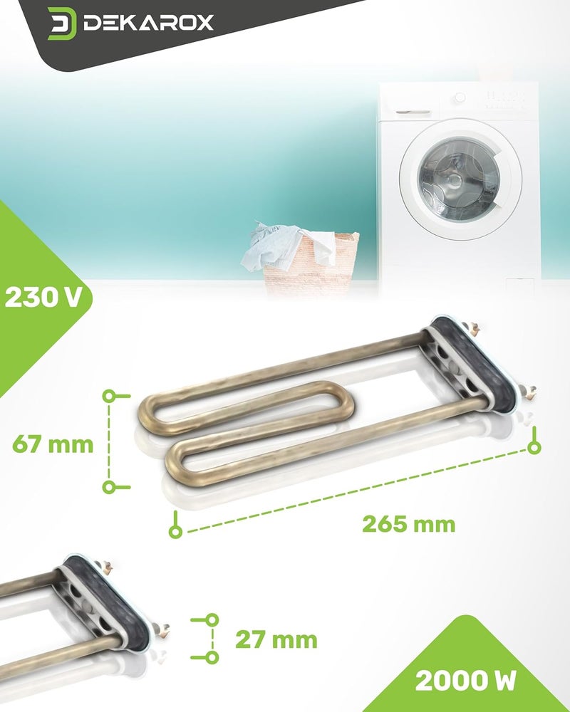 Dekarox Heating Element Heating Rod 2000W 230V for Bosch Siemens Balay Neff Constructa 12004179 00652573 652573 for washing machine like iQ100 iQ300 iQ500 varioPerfect Avantixx Classixx Maxx - Image 2