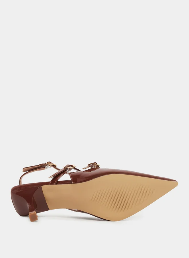 Styli Strappy Buckle Detail Slingback Stiletto Heel Shoes