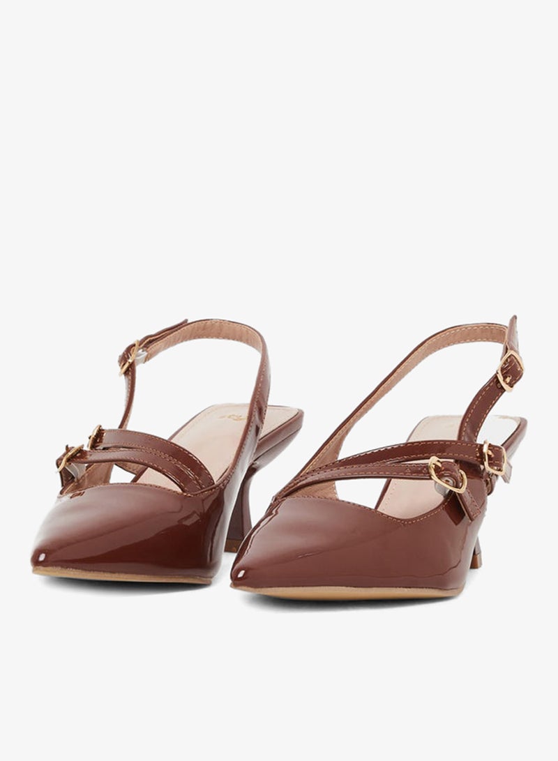 Styli Strappy Buckle Detail Slingback Stiletto Heel Shoes - Image 2