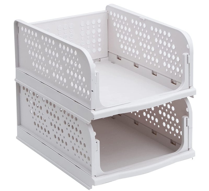 HOLLIO Clothes Organizer for Wardrobe Cupboard Organizer for Clothes Foldable and Stackable Closet Organizer Drawer Organizer for Clothes Multi Purpose Plastic Shirts Tops - Image 1