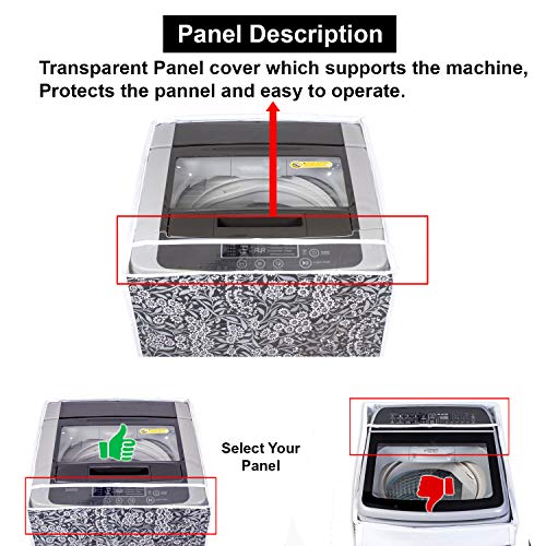 Classic® Top Load Washing Machine Cover Suitable for LG 8 Kg, 8.5 Kg, 9 Kg, 9.5 Kg, 10 Kg (63cmsX63cmsX93cms, Black Flower) - Image 4