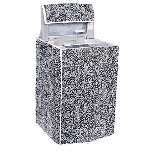 Classic® Top Load Washing Machine Cover Suitable for LG 8 Kg, 8.5 Kg, 9 Kg, 9.5 Kg, 10 Kg (63cmsX63cmsX93cms, Black Flower) - Image 1