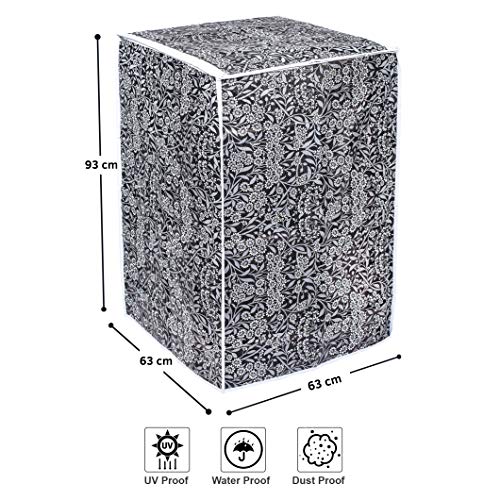 Classic® Top Load Washing Machine Cover Suitable for LG 8 Kg, 8.5 Kg, 9 Kg, 9.5 Kg, 10 Kg (63cmsX63cmsX93cms, Black Flower) - Image 5