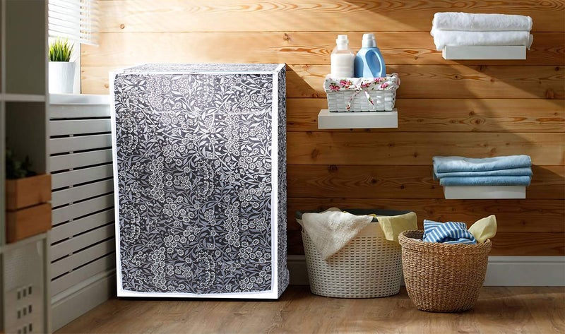 Classic® Top Load Washing Machine Cover Suitable for LG 8 Kg, 8.5 Kg, 9 Kg, 9.5 Kg, 10 Kg (63cmsX63cmsX93cms, Black Flower) - Image 3