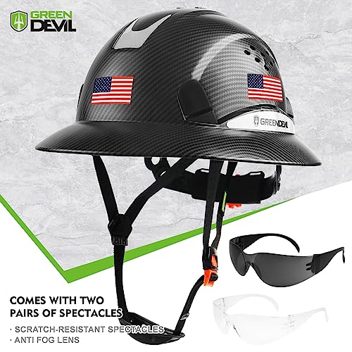 GREEN DEVIL خوذة أمان خضراء شيطانية كاملة الحواف مع تهوية معتمدة من OSHA ، خوذة عمل للرجال والنساء بتصميم نمط مخصص ، نظام تعليق قابل للتعديل بـ 6 نقاط - Image 2