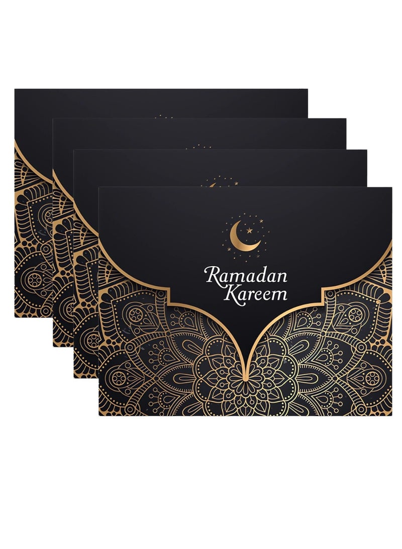 هايلاند 6 قطع مفارش أطباق رمضان كريم باللون الأسود والذهبي - Image 1