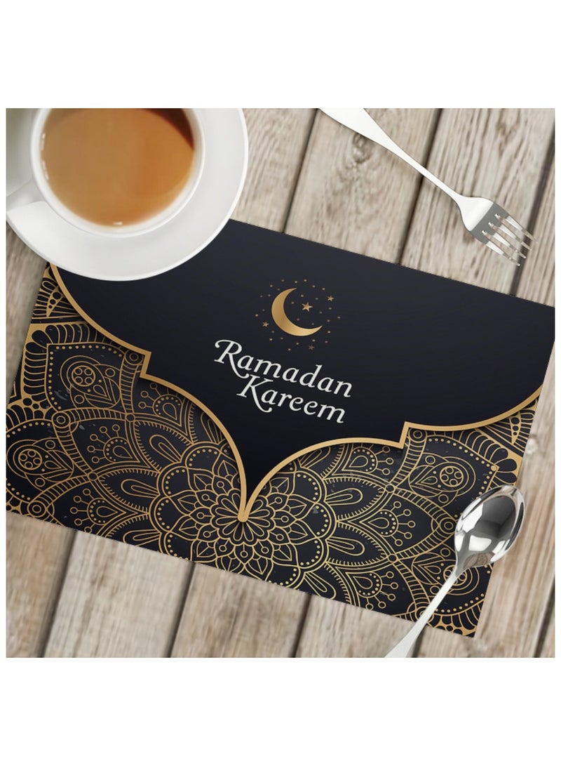 هايلاند 6 قطع مفارش أطباق رمضان كريم باللون الأسود والذهبي - Image 3