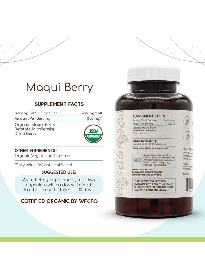 HerbEra Maqui Berry 120 Capsules, 500 mg, USDA Organic Maqui Berry (Aristotelia chilensis) Dried Berry (120 Capsules) - Image 4