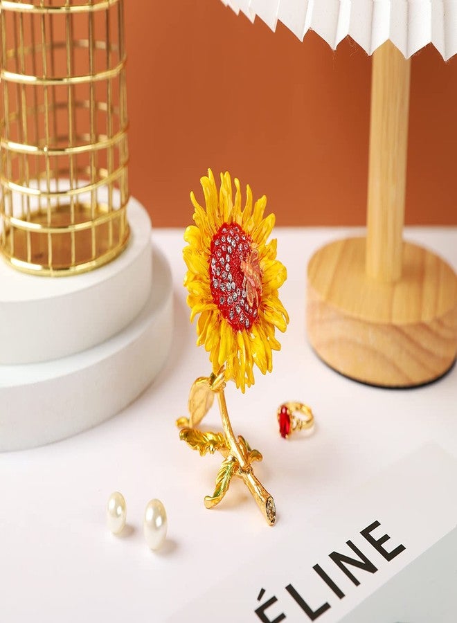 Furuida Sunflower Trinket Boxes Enameled Jewelry Box Hand-Painted Figurine Ornaments Craft Gift Home Decor for Women Girls - Image 5