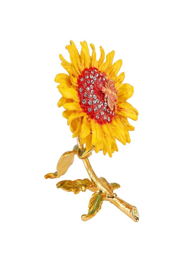 Furuida Sunflower Trinket Boxes Enameled Jewelry Box Hand-Painted Figurine Ornaments Craft Gift Home Decor for Women Girls - Image 1