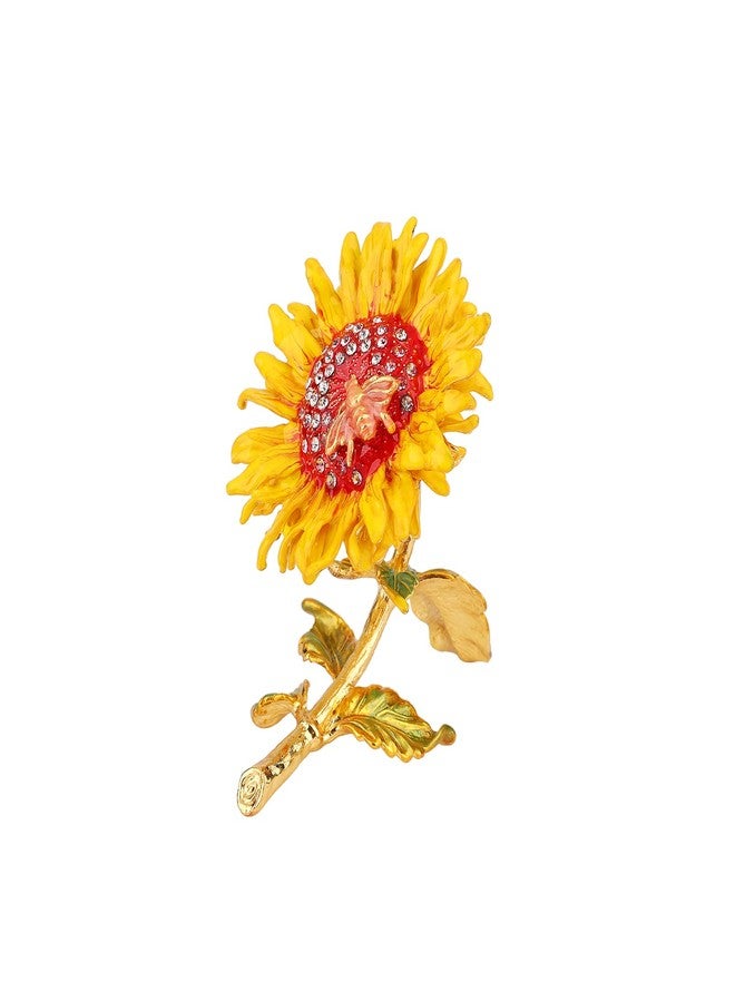 Furuida Sunflower Trinket Boxes Enameled Jewelry Box Hand-Painted Figurine Ornaments Craft Gift Home Decor for Women Girls - Image 2