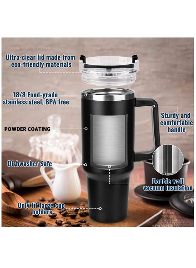 EHOME 40 oz Stainless Steel Tumbler with Handle, Vacuum Insulated Tumblers Bulk, Reusable Double Wall Travel Coffee Mug, Durable Water Bottle(Navy) - Image 2