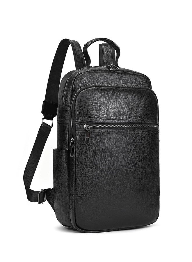 LUUFAN Genuine Leather Backpack for Men, Slim Shoulder Bag Laptop Daypack Travel Outdoor Business Weekender Rucksack, 8017h-black, Free size, Casual - Image 1
