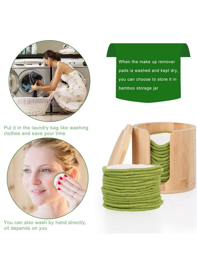 UNIMEIX UNIMEIX 16 Pack Reusable Makeup Remover Pads Bamboo Reusable Cotton Rounds Organic Cotton Pads for Face Facial Cleansing Wipes with Washable Laundry Bag and Bamboo Holder  - Image 4
