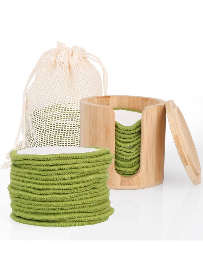UNIMEIX UNIMEIX 16 Pack Reusable Makeup Remover Pads Bamboo Reusable Cotton Rounds Organic Cotton Pads for Face Facial Cleansing Wipes with Washable Laundry Bag and Bamboo Holder  - Image 1