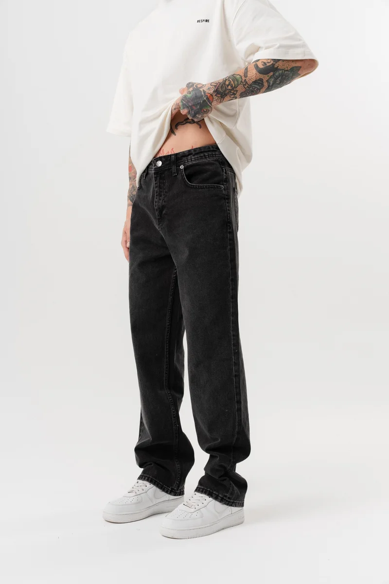 RESPIRE Men's Washed Baggy Trousers, Anthracite