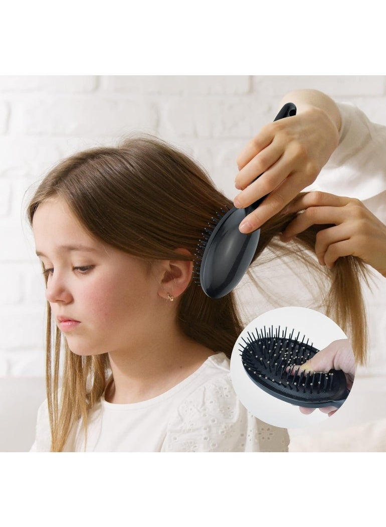 مشط بيضاوي مضاد للكهرباء الساكنة للتدليك، فرشاة شعر دائرية، فرشاة شعر بفتحات تهوية، مشط لفك تشابك الشعر، مشط مناسب للنساء والرجال والأطفال. مناسب لجميع أنواع الشعر، سواء كان رطباً أو جافاً. يفك التشابك، يدلك الشعر، ويعزز لمعانه. - Image 2