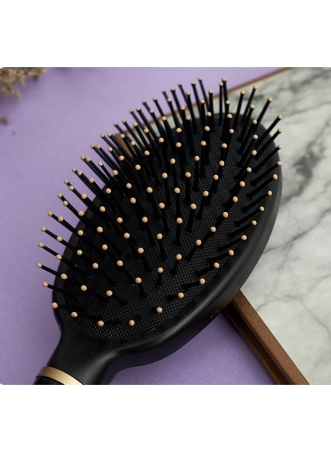 مشط بيضاوي مضاد للكهرباء الساكنة للتدليك، فرشاة شعر دائرية، فرشاة شعر بفتحات تهوية، مشط لفك تشابك الشعر، مشط مناسب للنساء والرجال والأطفال. مناسب لجميع أنواع الشعر، سواء كان رطباً أو جافاً. يفك التشابك، يدلك الشعر، ويعزز لمعانه. - Image 3