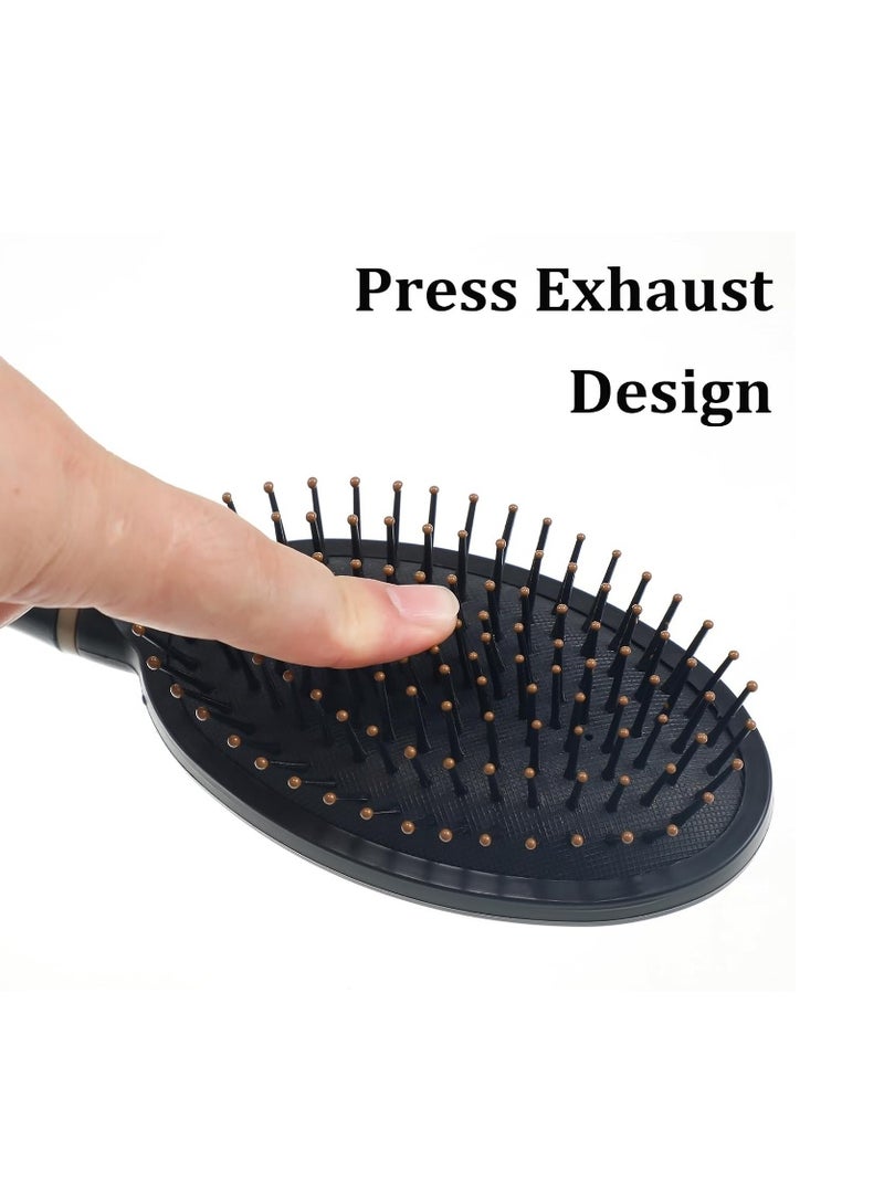 مشط بيضاوي مضاد للكهرباء الساكنة للتدليك، فرشاة شعر دائرية، فرشاة شعر بفتحات تهوية، مشط لفك تشابك الشعر، مشط مناسب للنساء والرجال والأطفال. مناسب لجميع أنواع الشعر، سواء كان رطباً أو جافاً. يفك التشابك، يدلك الشعر، ويعزز لمعانه. - Image 5