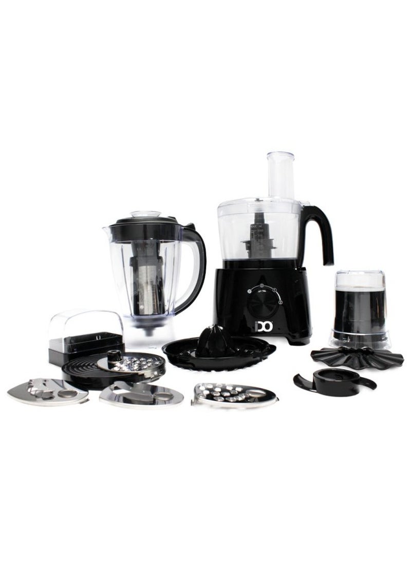 IDO IDO Food Processor 25 Functions FP1000-BK - with 1000W Motor, 1L Chopper, and 1.5L Blender Jar 
