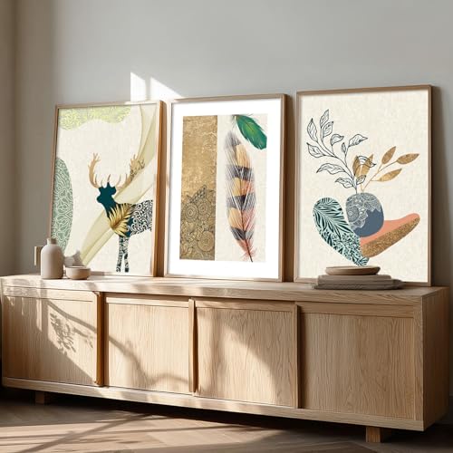 kotart Modern Art Home Decoration Painting Abstract Paintings With Frame For Living Room Bed Room Hotel Wall Decor Digital Reprint Engineered Wood Set of 3 Framed - Image 1