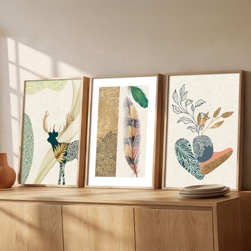 kotart Modern Art Home Decoration Painting Abstract Paintings With Frame For Living Room Bed Room Hotel Wall Decor Digital Reprint Engineered Wood Set of 3 Framed - Image 4
