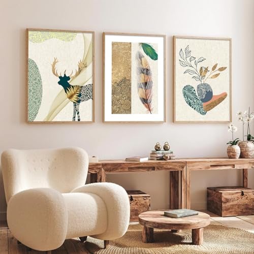 kotart Modern Art Home Decoration Painting Abstract Paintings With Frame For Living Room Bed Room Hotel Wall Decor Digital Reprint Engineered Wood Set of 3 Framed - Image 5