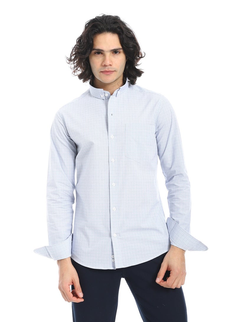 Andora Oxford Grid Classic Shirt_Baby Blue & Black - Image 1