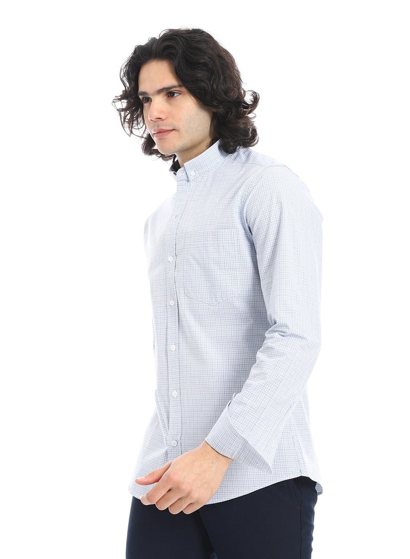 Andora Oxford Grid Classic Shirt_Baby Blue & Black - Image 2