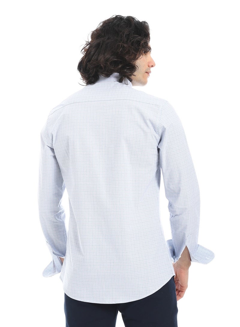 Andora Oxford Grid Classic Shirt_Baby Blue & Black - Image 3