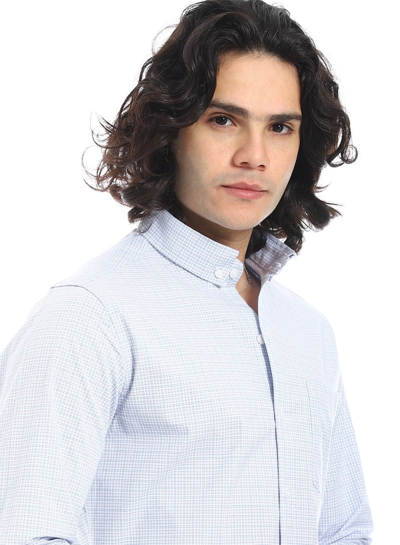 Andora Oxford Grid Classic Shirt_Baby Blue & Black - Image 4