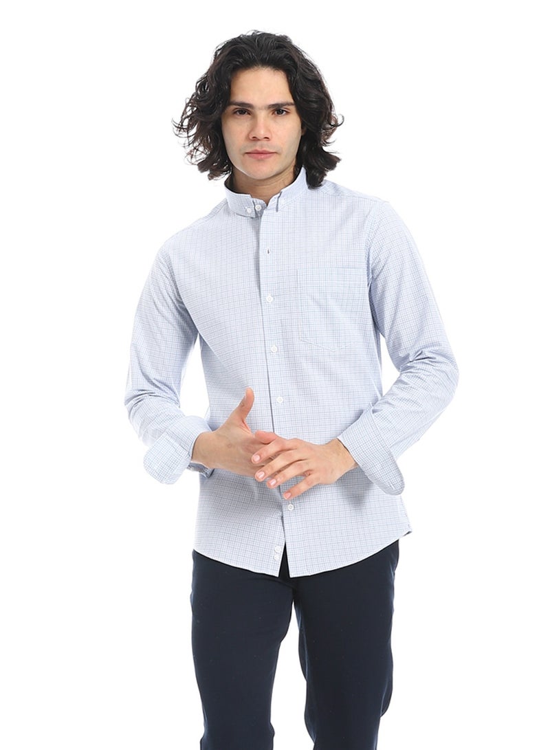 Andora Oxford Grid Classic Shirt_Baby Blue & Black - Image 5