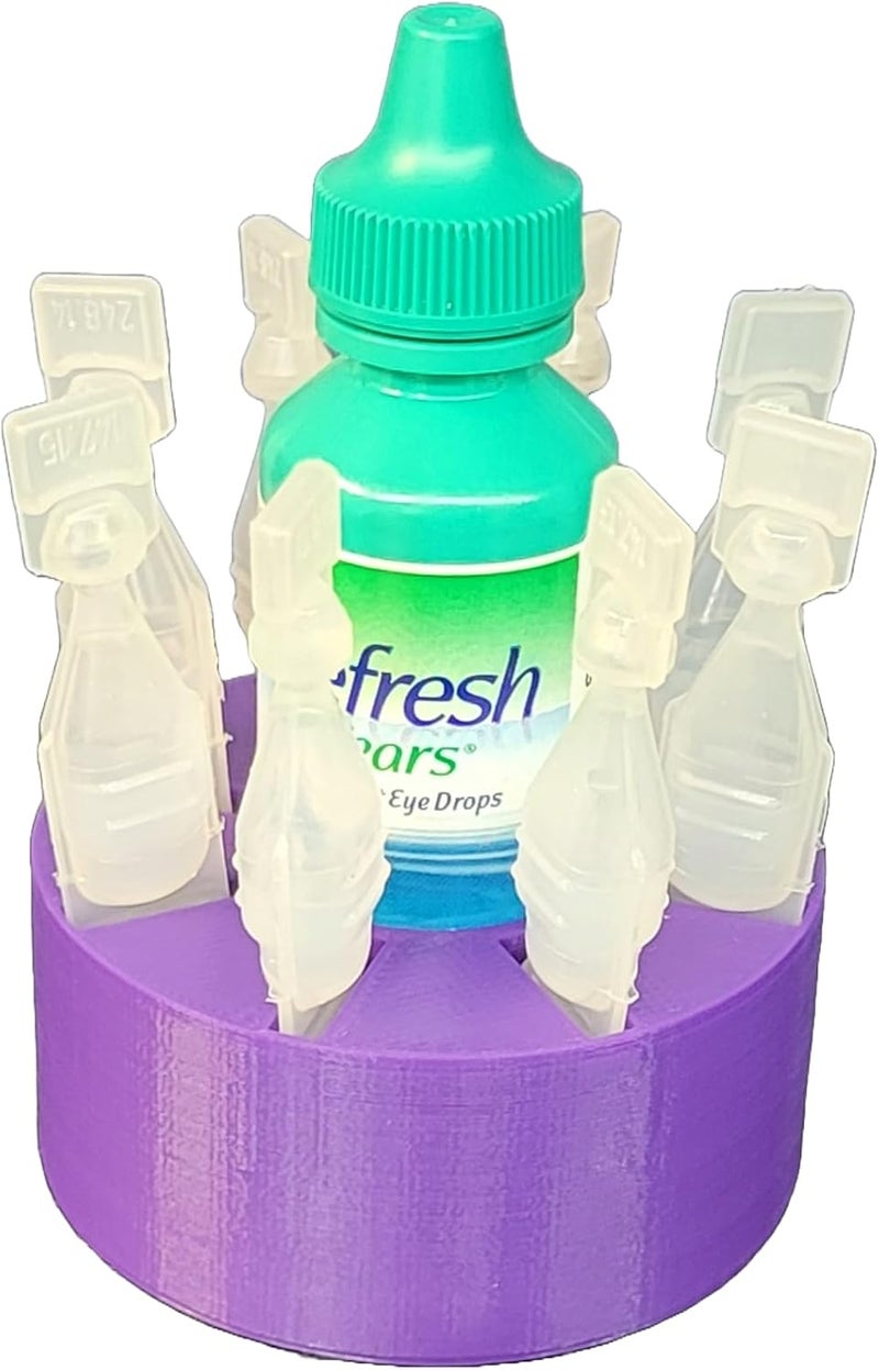 Znet3D Eye Drops Holder - Organizes 8 Single-use Disposable Vials & 1 Eye Drop Bottle - Keep everything together (Purple) - Image 1